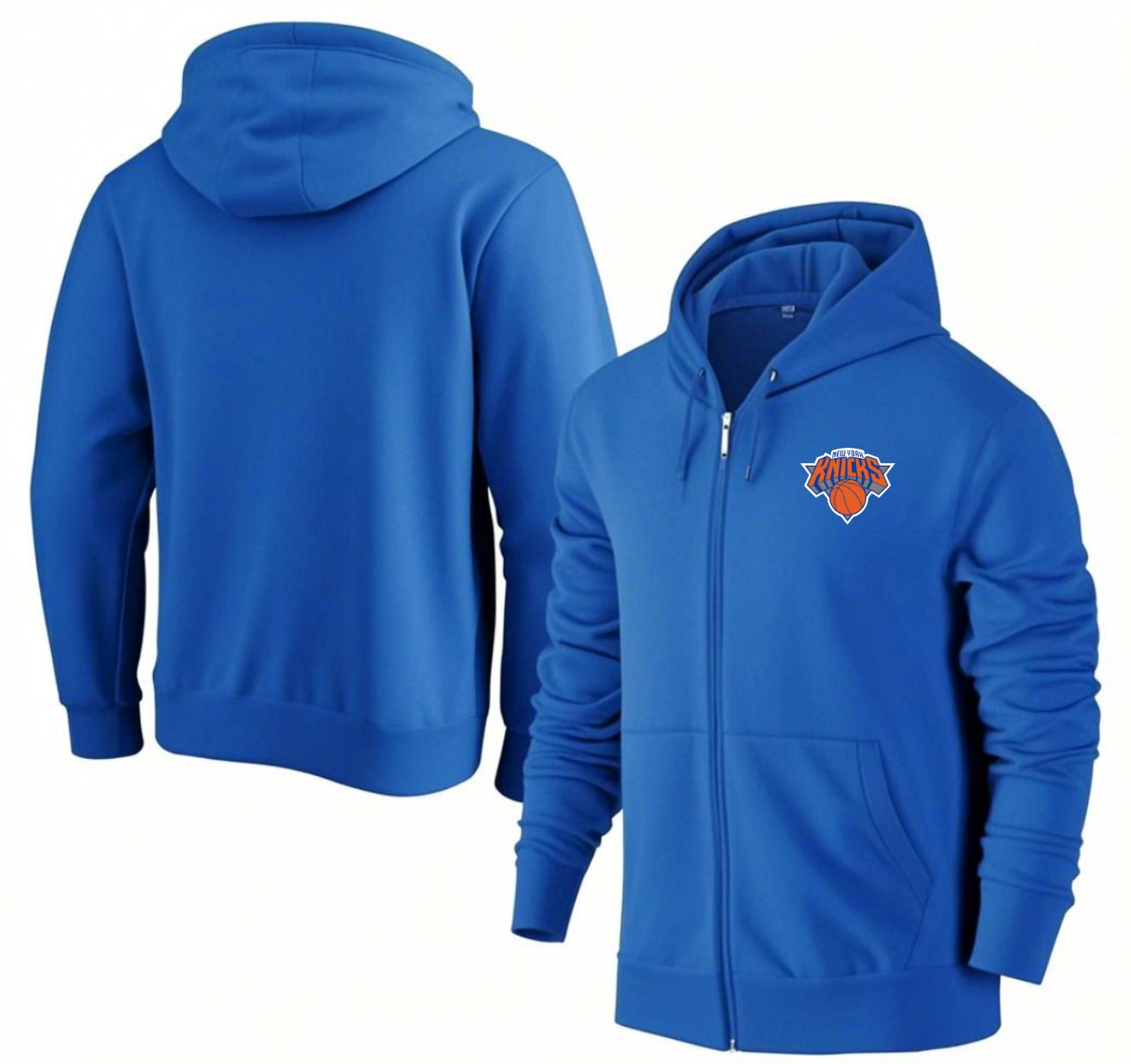 Men New York Knicks Blue Zipper hoodie 2025 NBA Jersey style 1->chicago bulls->NBA Jersey